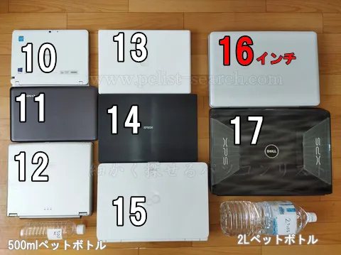 天板を閉じた状態で実機を並べてサイズ比較